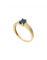 Złoty pierścionek z niebieską cyrkonią