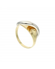 Oryginalny pierścionek z żółtego złota z rodowaniem