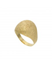 Ciekawy złoty piaskowany pierścionek