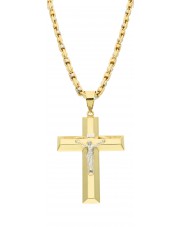 Duży złoty krzyż z wizerunkiem Jezusa