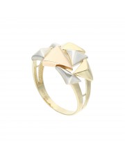 Złoty futurystyczny pierścionek z kolcami