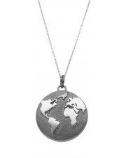 Oksydowana srebrna zawieszka mapa świata 