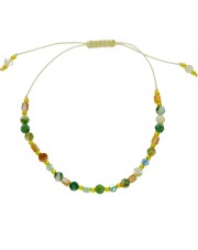 Bransoletka z agatem drzewnym, masą perłową -  regulowana, ręcznie wykonana